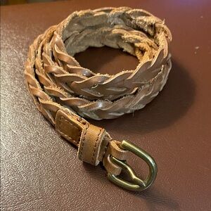 VTG Braided Tan Leather Belt 42”